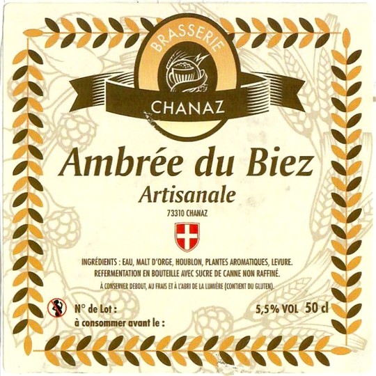 Etiquette BRASSERIE DE CHANAZ 39