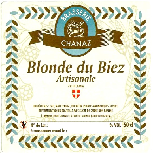 Etiquette BRASSERIE DE CHANAZ 40