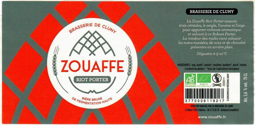 Etiquette BRASSERIE DE CLUNY 20