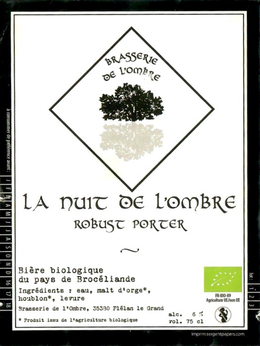 Etiquette BRASSERIE DE L OMBRE 06