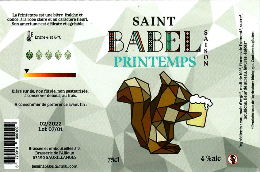 Etiquette BRASSERIE DE L'AILLOUX 13