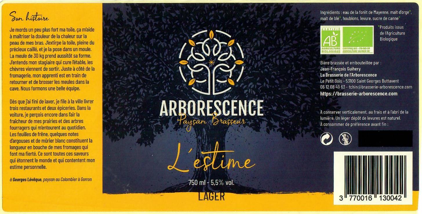 etiquette BRASSERIE DE L'ARBORESCENCE 01