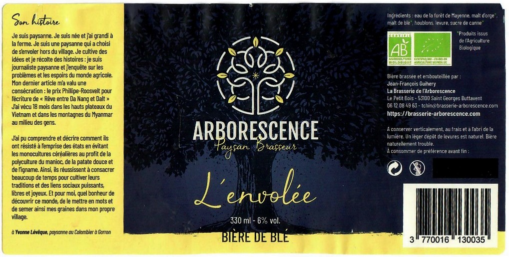 etiquette BRASSERIE DE L'ARBORESCENCE 03