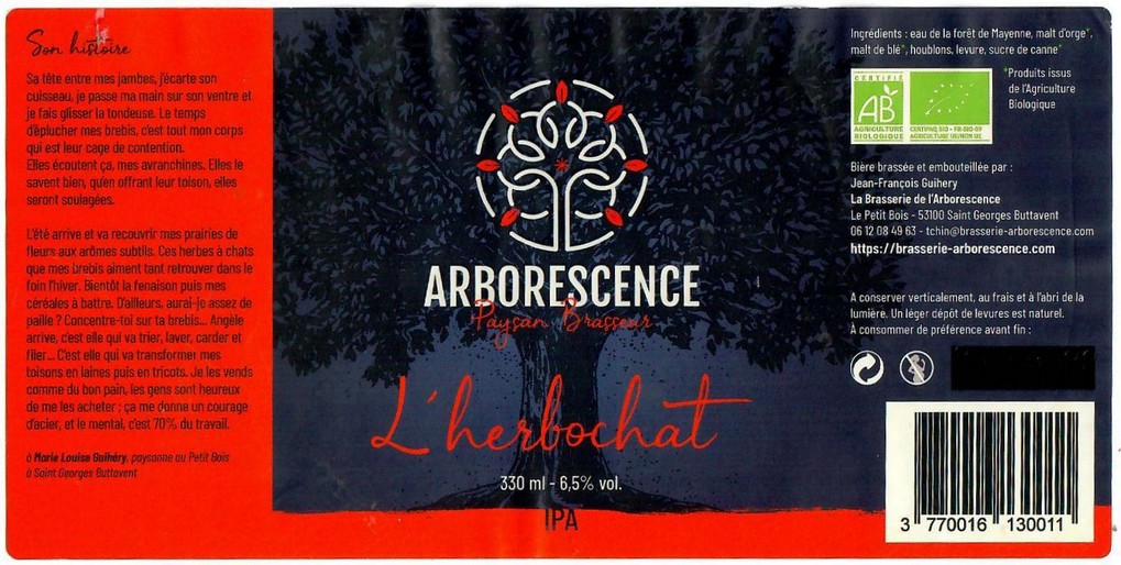 etiquette BRASSERIE DE L'ARBORESCENCE 04
