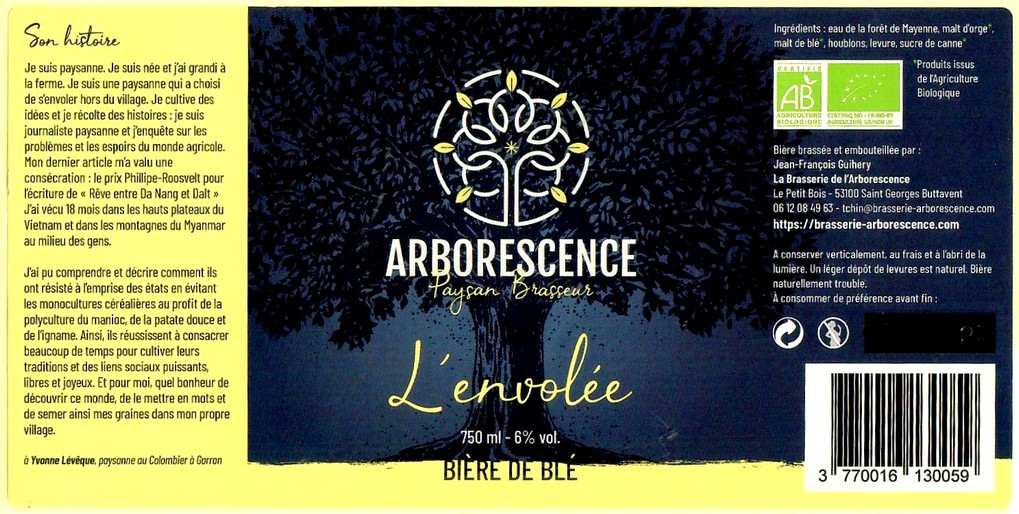 Etiquette BRASSERIE DE L'ARBORESCENCE 05