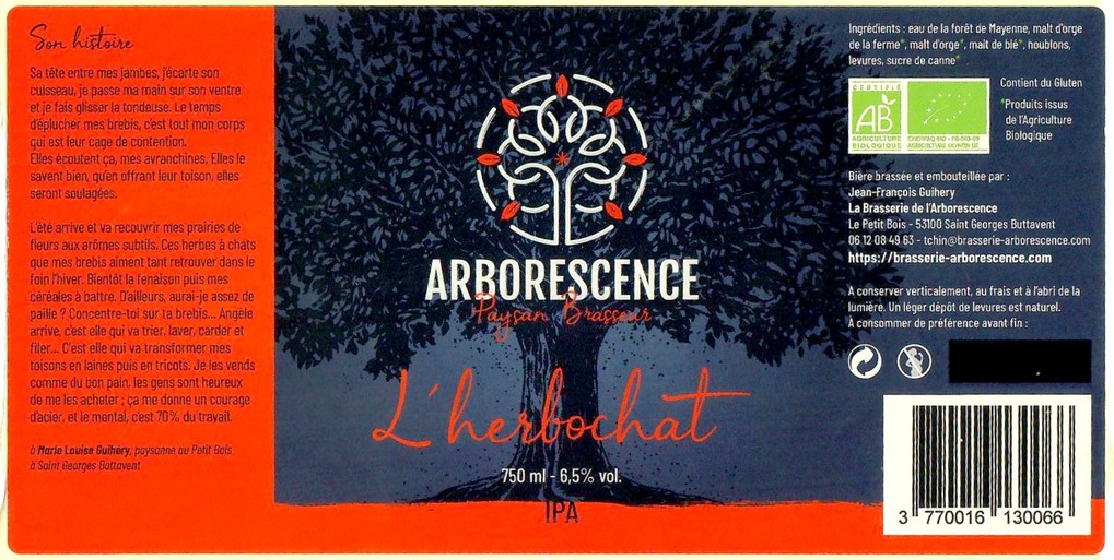 Etiquette BRASSERIE DE L'ARBORESCENCE 11