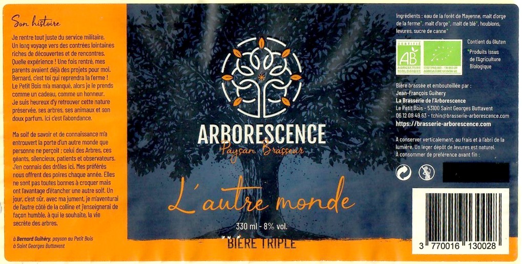 Etiquette BRASSERIE DE L'ARBORESCENCE 12