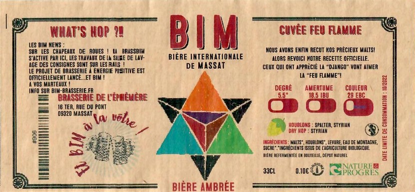 Etiquette BRASSERIE DE L'EPHEMERE 01