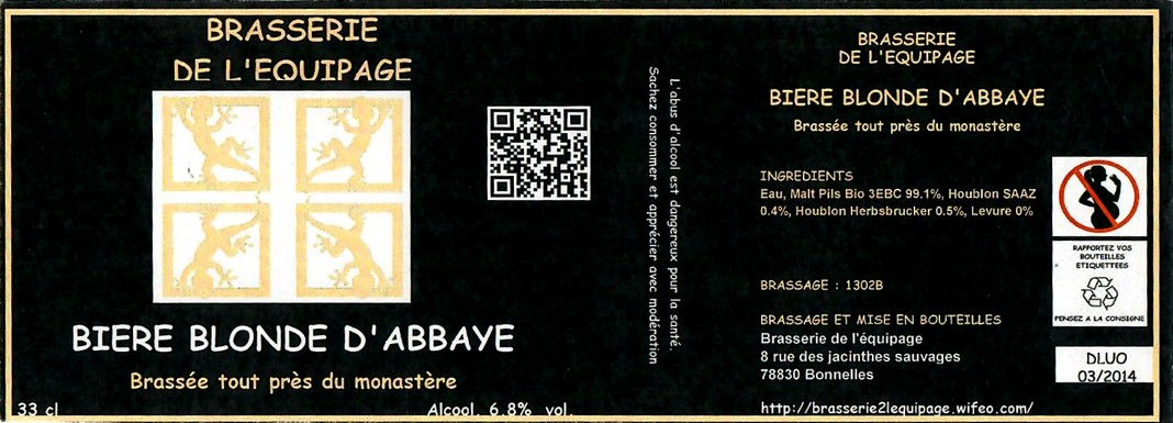 Etiquette BRASSERIE DE L'EQUIPAGE 02