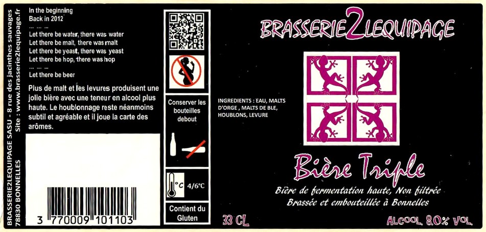 Etiquette BRASSERIE DE L'EQUIPAGE 20