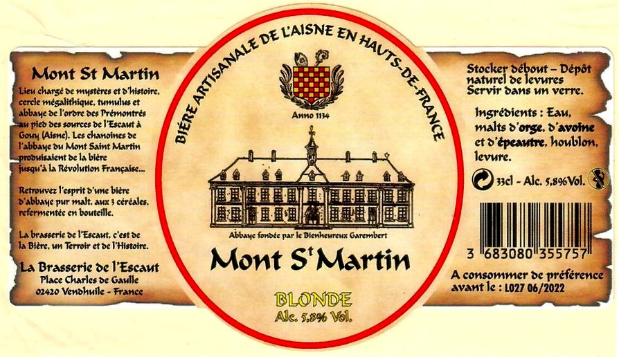 etiquette BRASSERIE DE L'ESCAUT 13