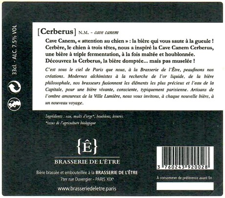 Etiquette BRASSERIE DE L'ETRE 08B