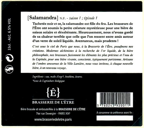 Etiquette BRASSERIE DE L'ETRE 11B