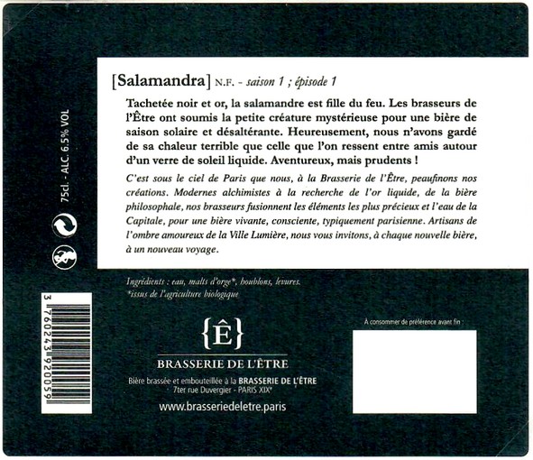 Etiquette BRASSERIE DE L'ETRE 13B