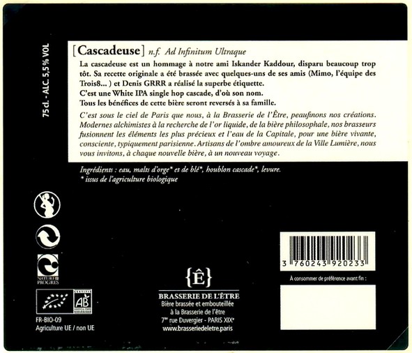 Etiquette BRASSERIE DE L'ETRE 26B