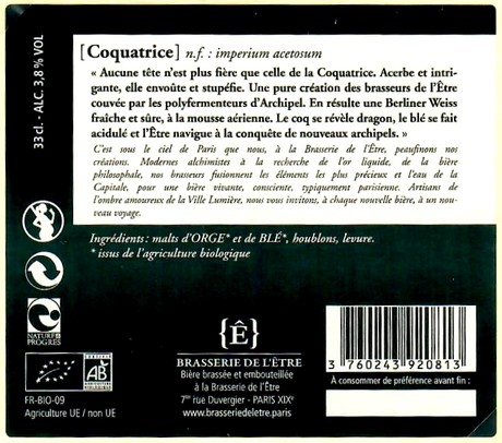 Etiquette BRASSERIE DE L'ETRE 48B