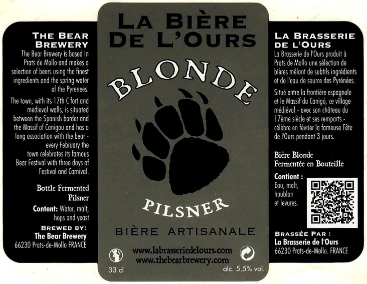 etiquette BRASSERIE DE L'OURS 06