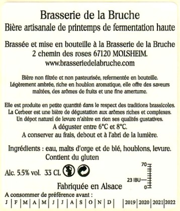 Etiquette BRASSERIE DE LA BRUCHE 03B