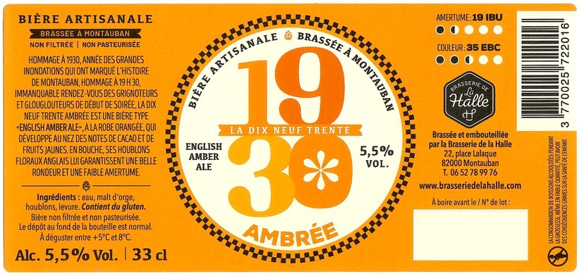 Etiquette BRASSERIE DE LA HALLE 01