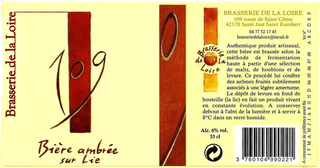 BRASSERIE DE LA LOIRE 02 etiquette BRASSERIE DE LA LOIRE 02