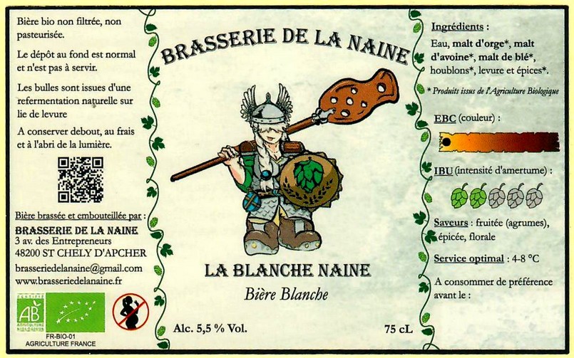 Etiquette BRASSERIE DE LA NAINE 01