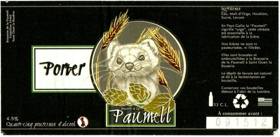 Etiquette BRASSERIE DE LA PAUMELL 22