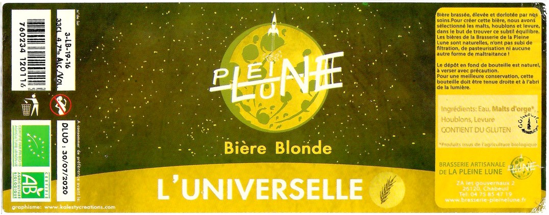 Etiquette BRASSERIE DE LA PLEINE LUNE 68