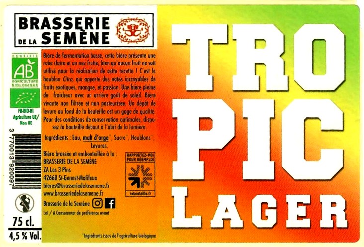 etiquette BRASSERIE DE LA SEMENE 15