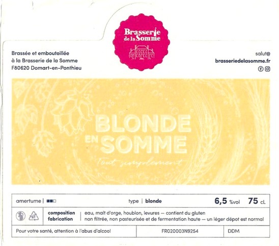 Etiquette BRASSERIE DE LA SOMME 03