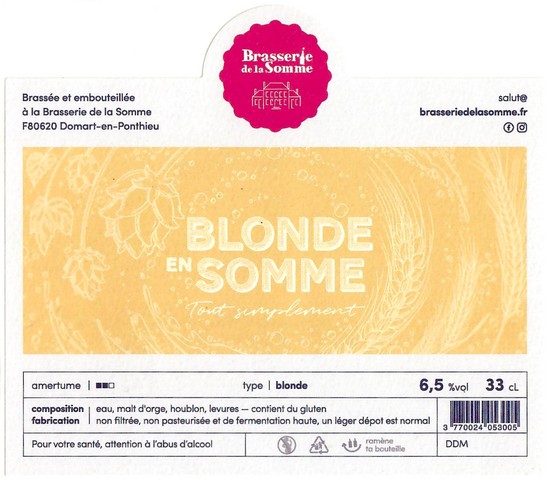 Etiquette BRASSERIE DE LA SOMME 140