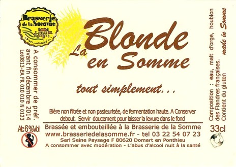 Etiquette BRASSERIE DE LA SOMME 31