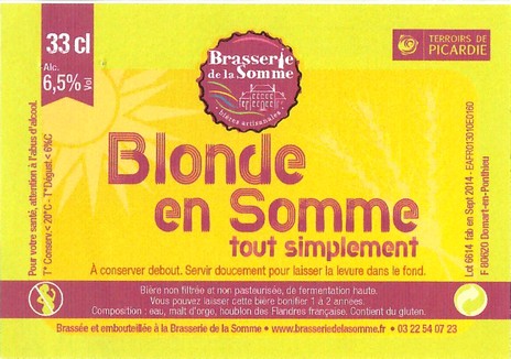 Etiquette BRASSERIE DE LA SOMME 74