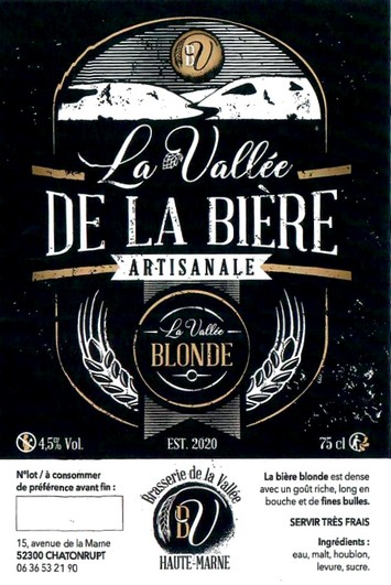 Etiquette BRASSERIE DE LA VALLEE 52 07