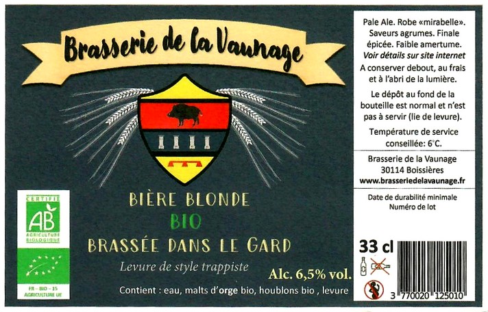 etiquette BRASSERIE DE LA VAUNAGE 01