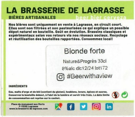 Etiquette BRASSERIE DE LAGRASSE 01