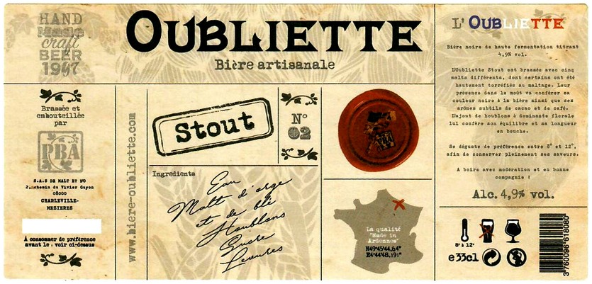 etiquette BRASSERIE DE MALT ET D'O 12