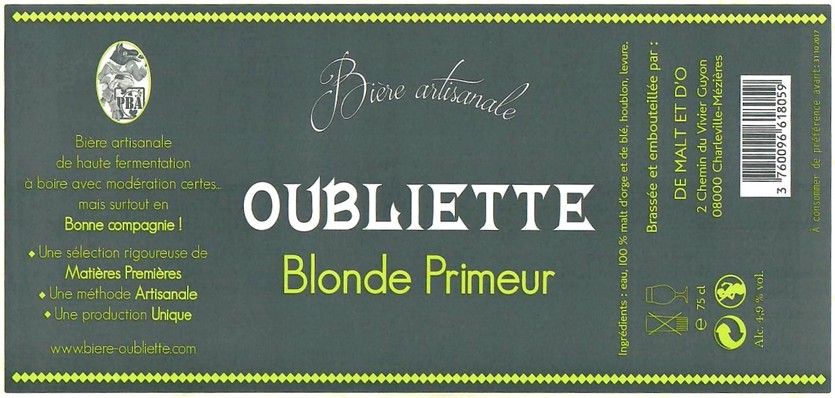 Etiquette BRASSERIE DE MALT ET D'O 20