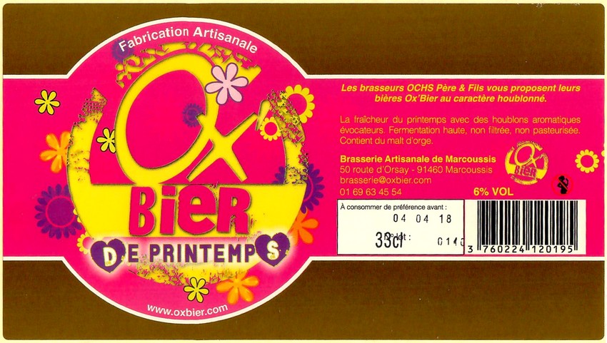 Etiquette BRASSERIE DE MARCOUSSIS 18