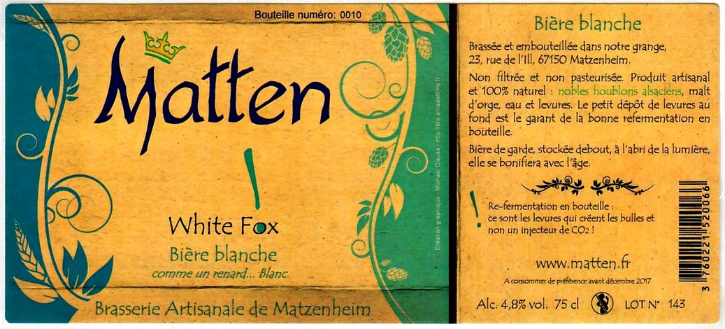 etiquette BRASSERIE DE MATZENHEIM 20