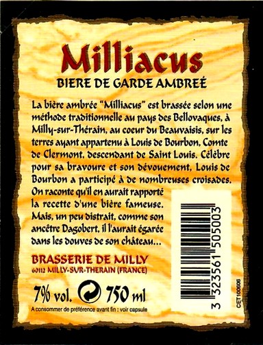 etiquette BRASSERIE DE MILLY 01 BIS