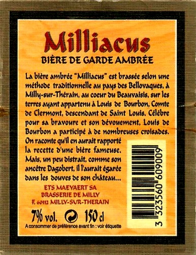 etiquette BRASSERIE DE MILLY 10 BIS