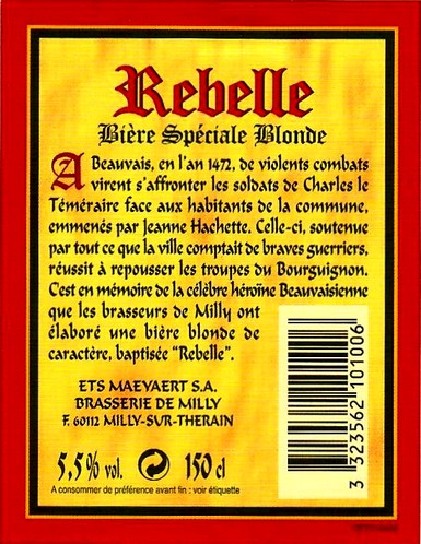 etiquette BRASSERIE DE MILLY 14 BIS