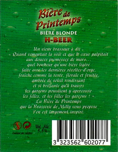 etiquette BRASSERIE DE MILLY 16 BIS