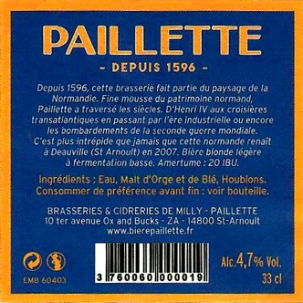 etiquette BRASSERIE DE MILLY 26 BIS