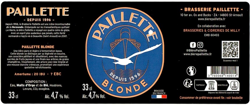 Etiquette BRASSERIE DE MILLY 45