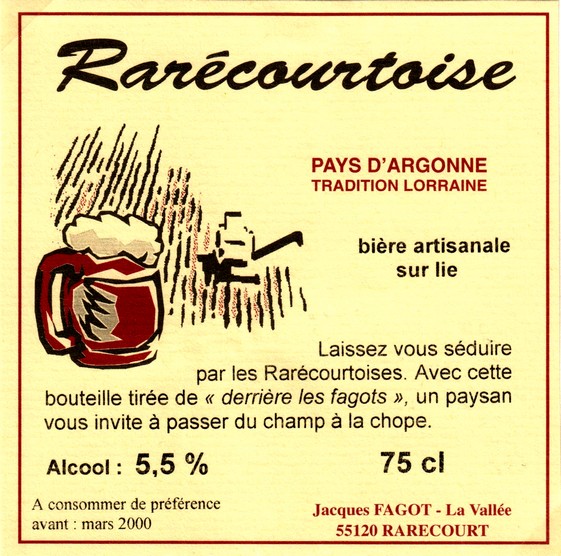 etiquette BRASSERIE DE RARECOURT 01