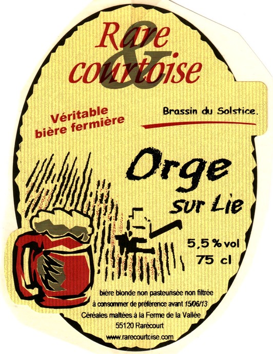 etiquette BRASSERIE DE RARECOURT 07