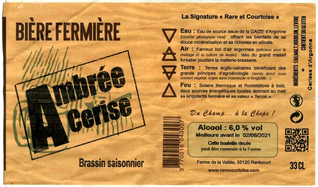 Etiquette BRASSERIE DE RARECOURT 29
