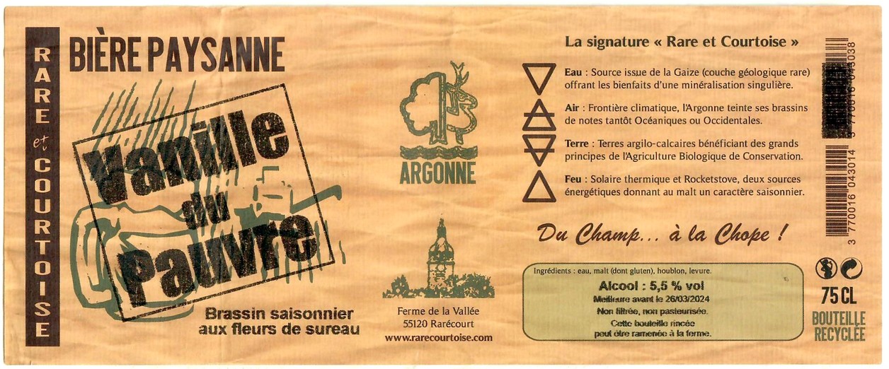 Etiquette BRASSERIE DE RARECOURT 31