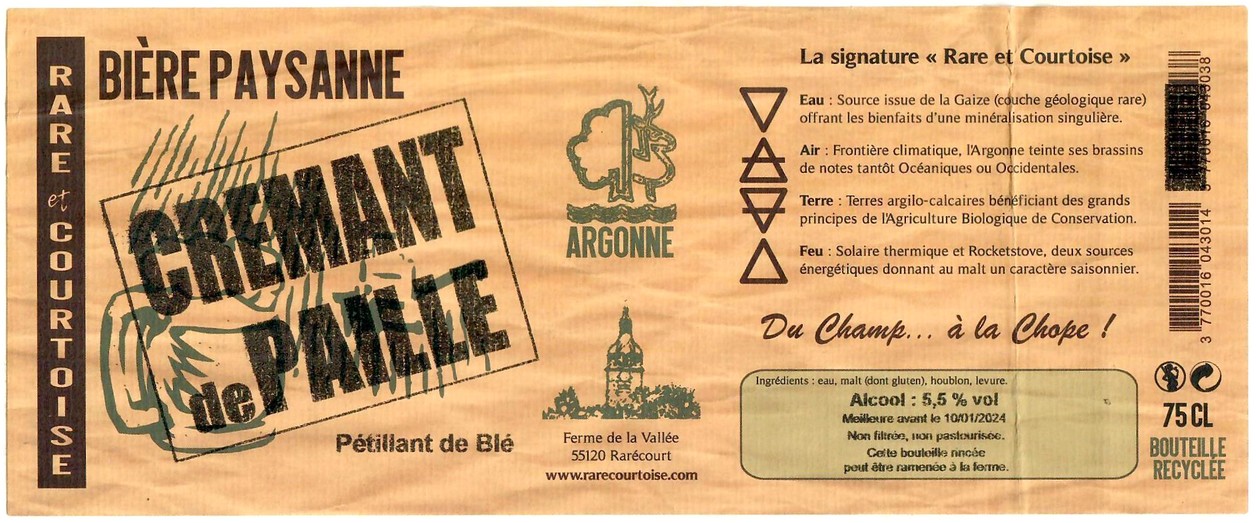 Etiquette BRASSERIE DE RARECOURT 32